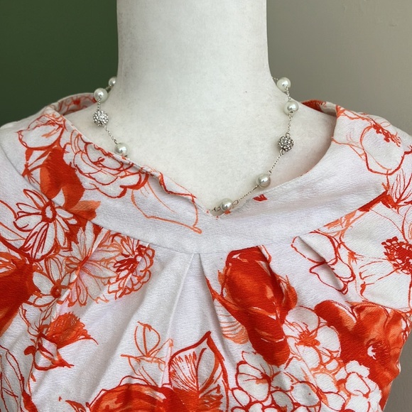 Vintage 60s 70s Groovy Orange and White Floral Shift Dress - Picture 2 of 7